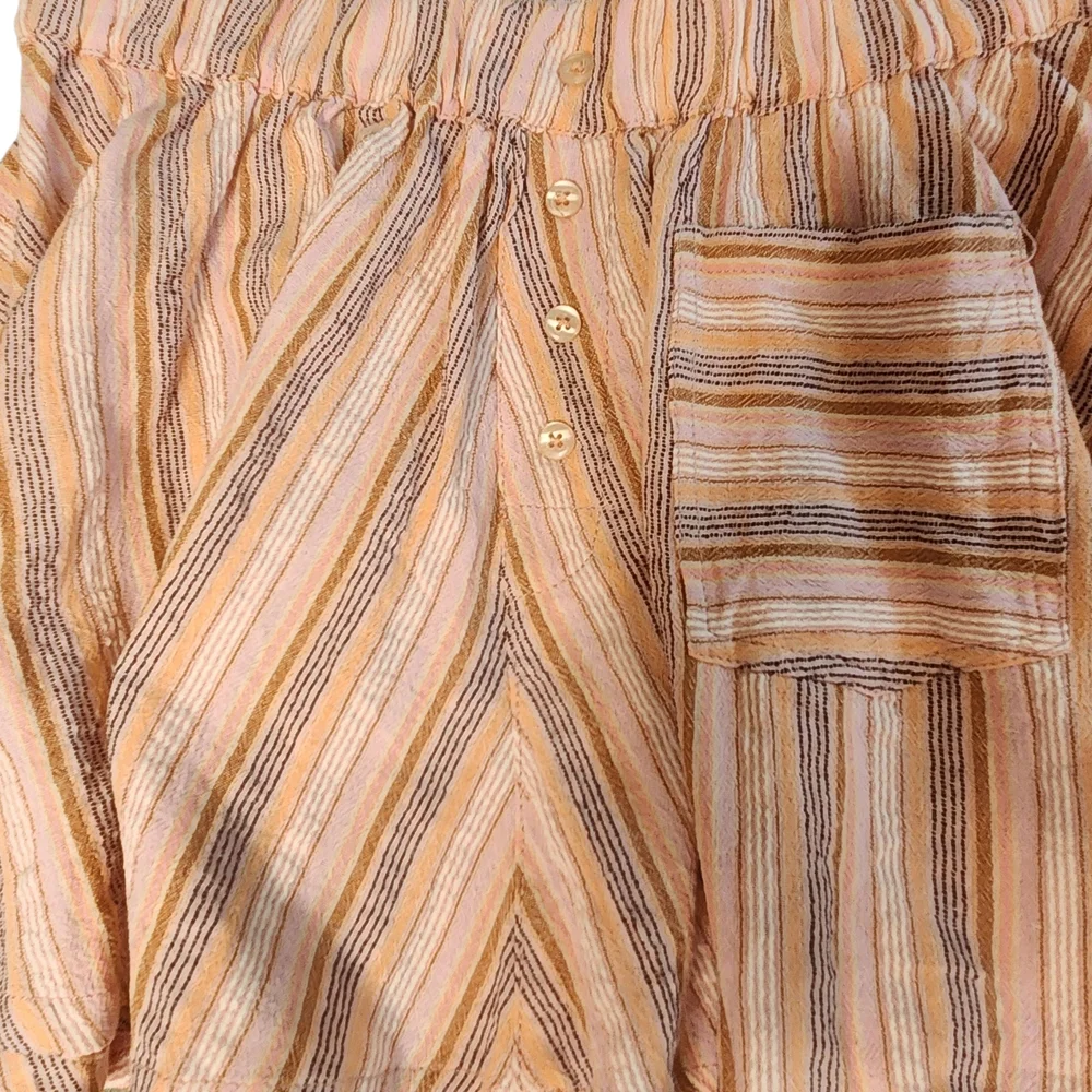 Free People Neutral Combo Pink Striped Boxer Style Mini Skirt‎ Y2k Size: M